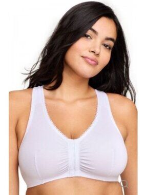 Glamorise Complete Comfort Cotton T-Back Bra White Size 48BCD Style 1908